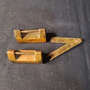 Vintage Chinese Brass Padlocks Set of 2 with Folding Key Antique‎ Style Etched